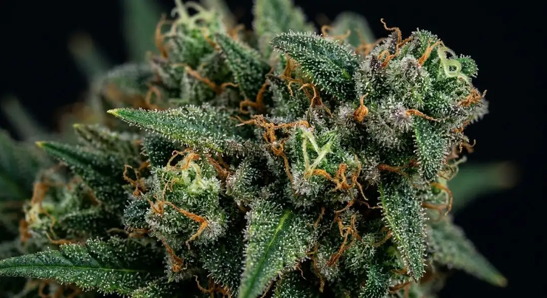 Black Cherry Soda feminized cannabis buds showing deep purple hues, dense resinous calyxes, and rich berry coloration at harvest