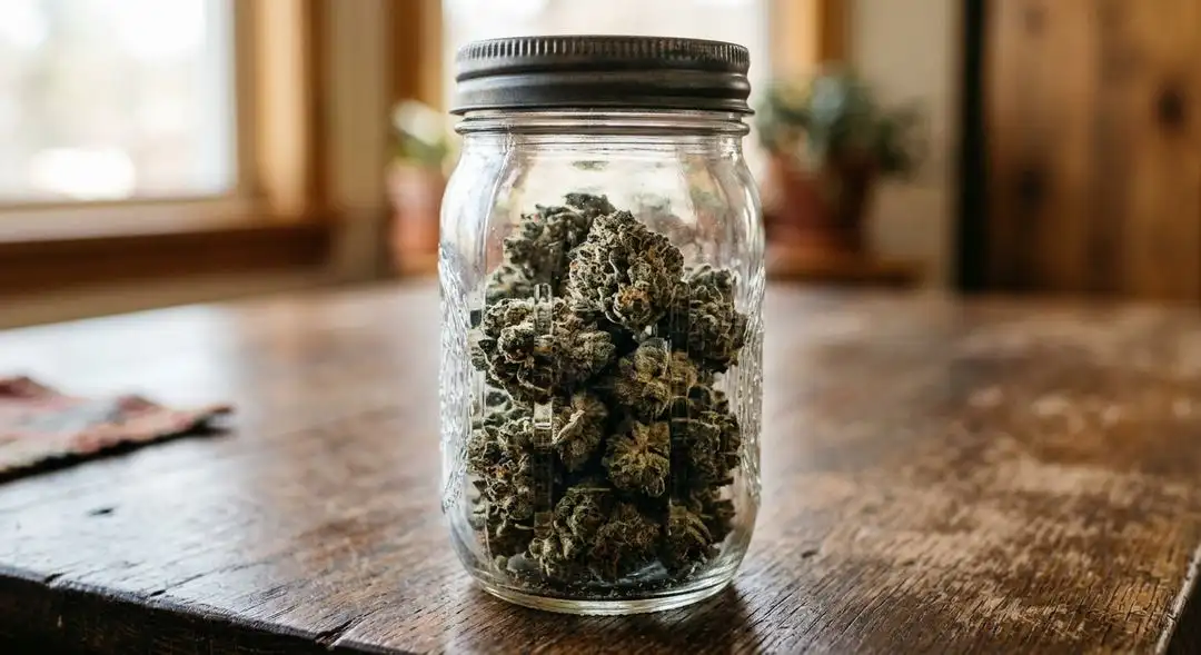 Cured Forbidden Fruit cannabis buds with deep purple coloration, visible trichome coverage, and rich orange hairs