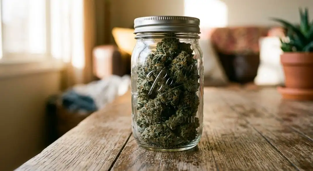 Gorilla Glue Lemon feminized cannabis buds after curing, showing dense trichome-covered nugs with visible amber and orange pistils