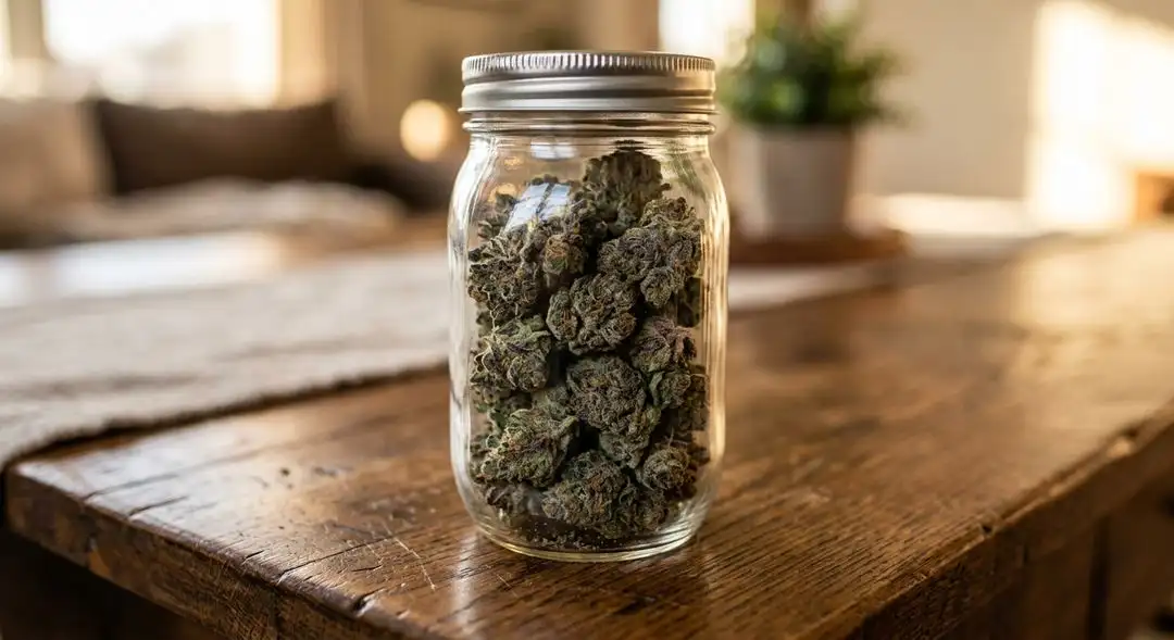 Cured Purple Haze Autoflower buds showing deep violet and green coloration with dense trichome coverage