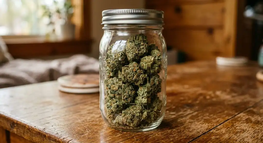 Cured Sweet Tooth cannabis buds showing deep purple hues, dense trichome coverage, and blueberry-colored pistils